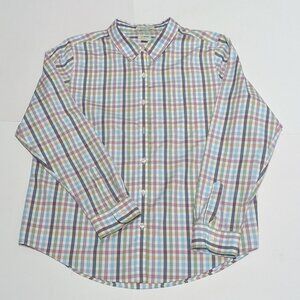 L.L. Bean Women's Wrinkle-Free Pinpoint Oxford Shirt, Long-Sleeve Plaid, Size L